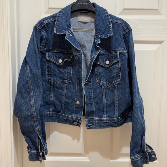 Everlane The Shrunken Denim Jacket Dark Indigo Wash Sz XL - Picture 4 of 12
